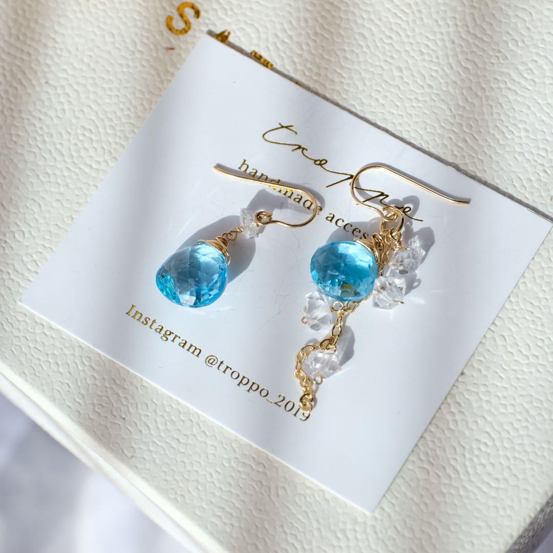 14kgfスイスブルートパーズピアス/イヤリング