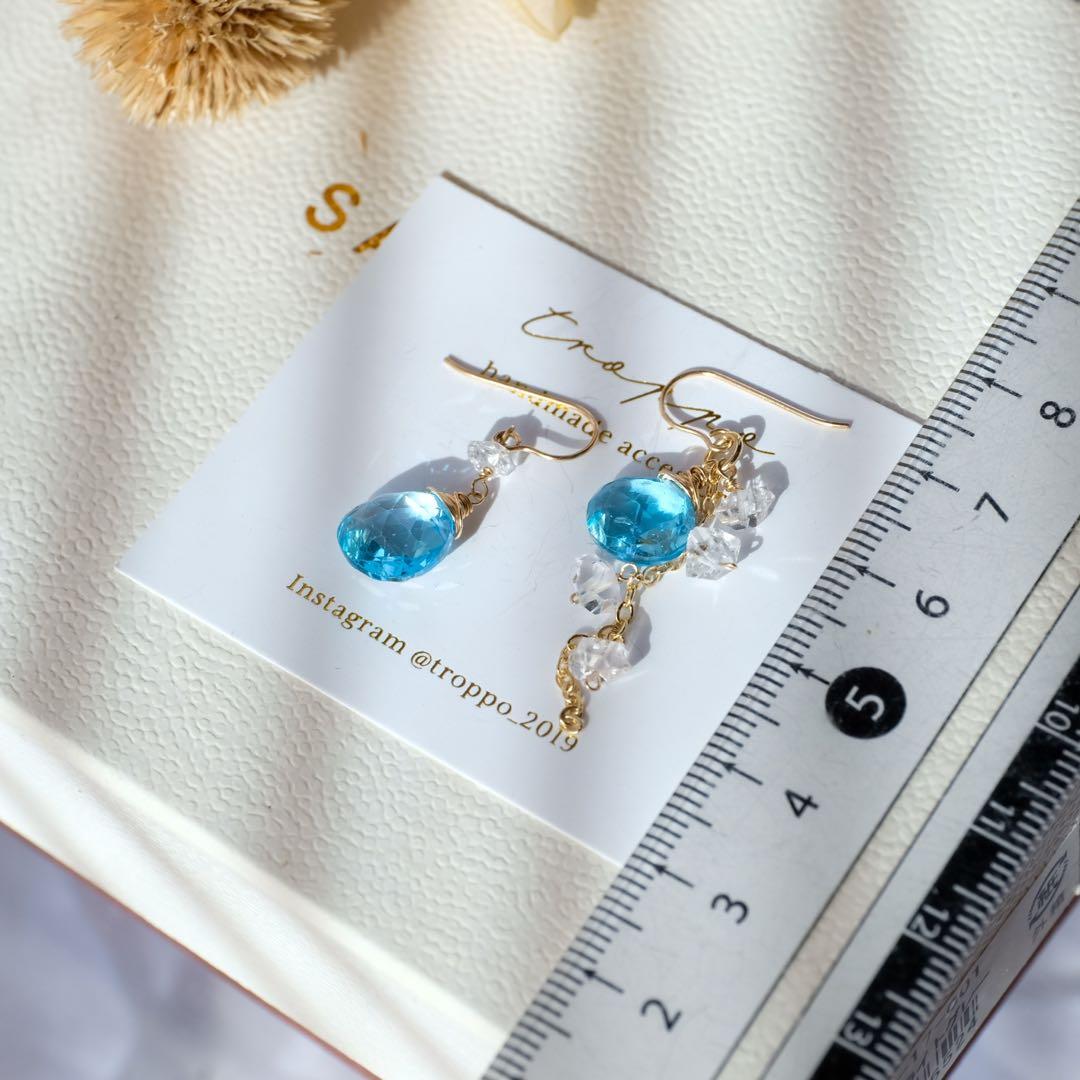 14kgfスイスブルートパーズピアス/イヤリング