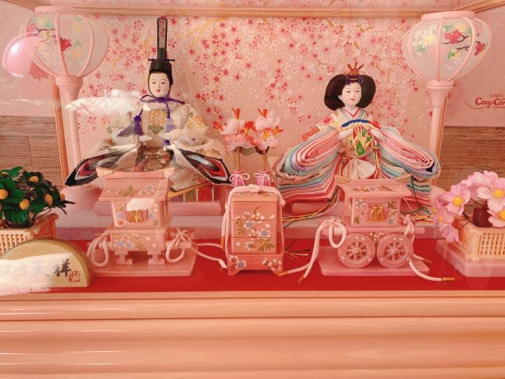 ひな壇　ひなまつり　桜色　ケース入り