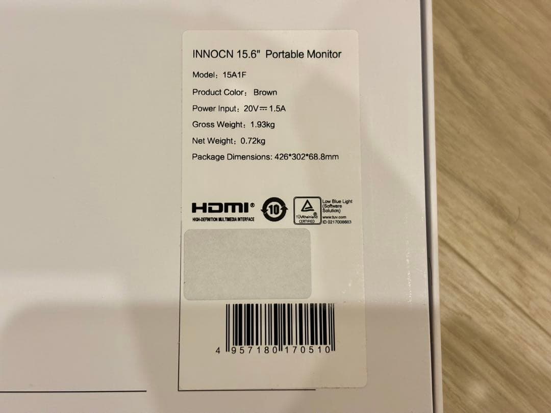 イ*タ様 innocn製 モバイルモニター 15.6インチ フルHD 有機EL
