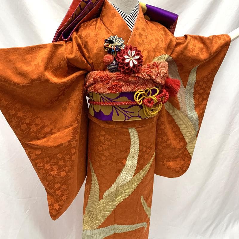 505aj75■ハーフ成人式 卒業式 十歳 女児 着物のみ 金駒刺繍■美品