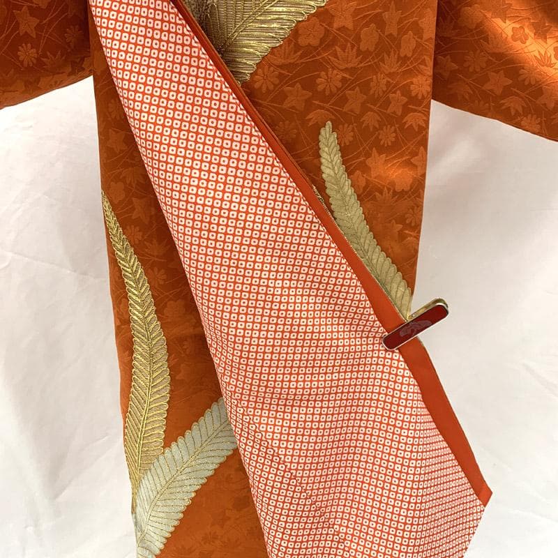 505aj75■ハーフ成人式 卒業式 十歳 女児 着物のみ 金駒刺繍■美品