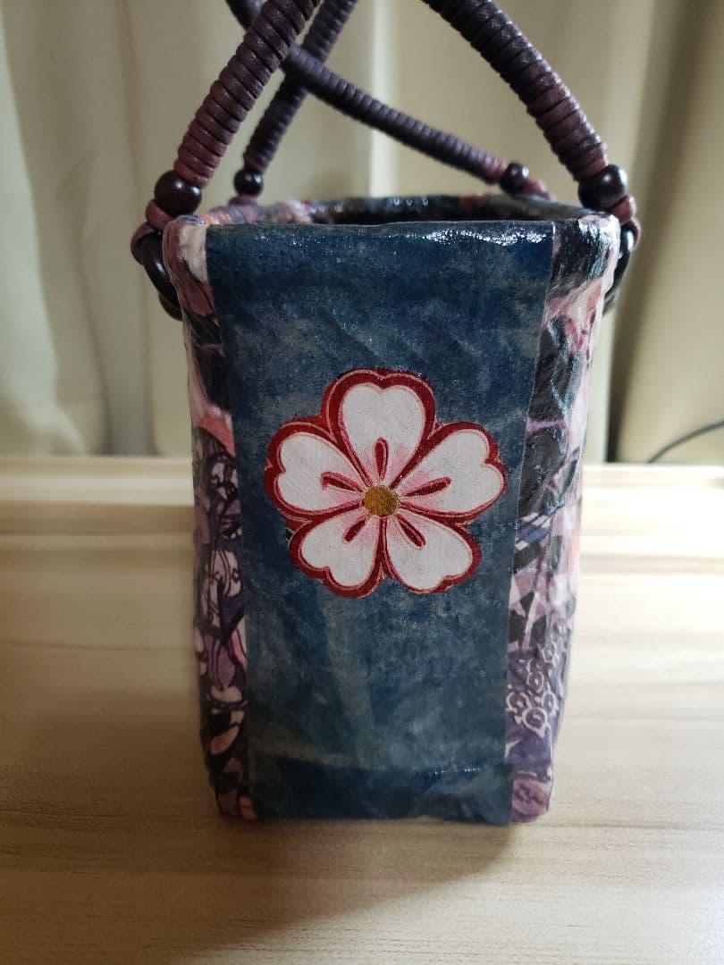 浮世絵一閑張りバッグ　歌川国芳　おぼろ月猫の盛