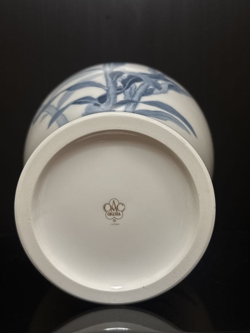 大型 大倉陶園 OKURA 彩色花図 花瓶
