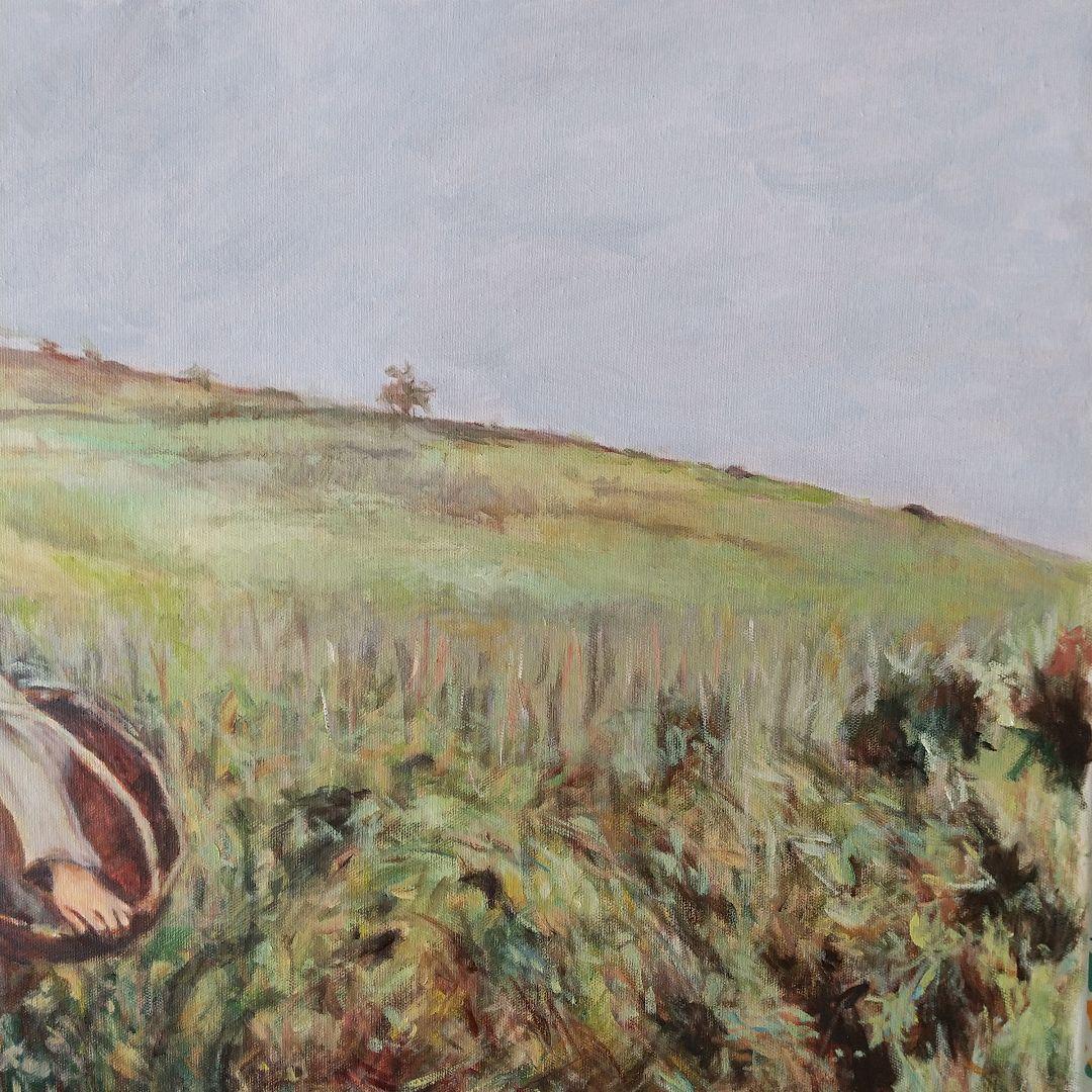 ルパージュ ブドウの収穫 油彩画 模写 30号