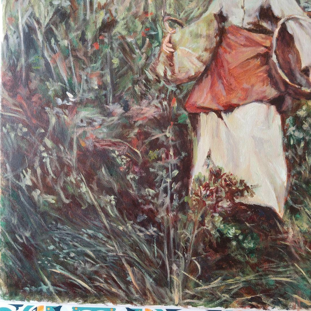 ルパージュ ブドウの収穫 油彩画 模写 30号