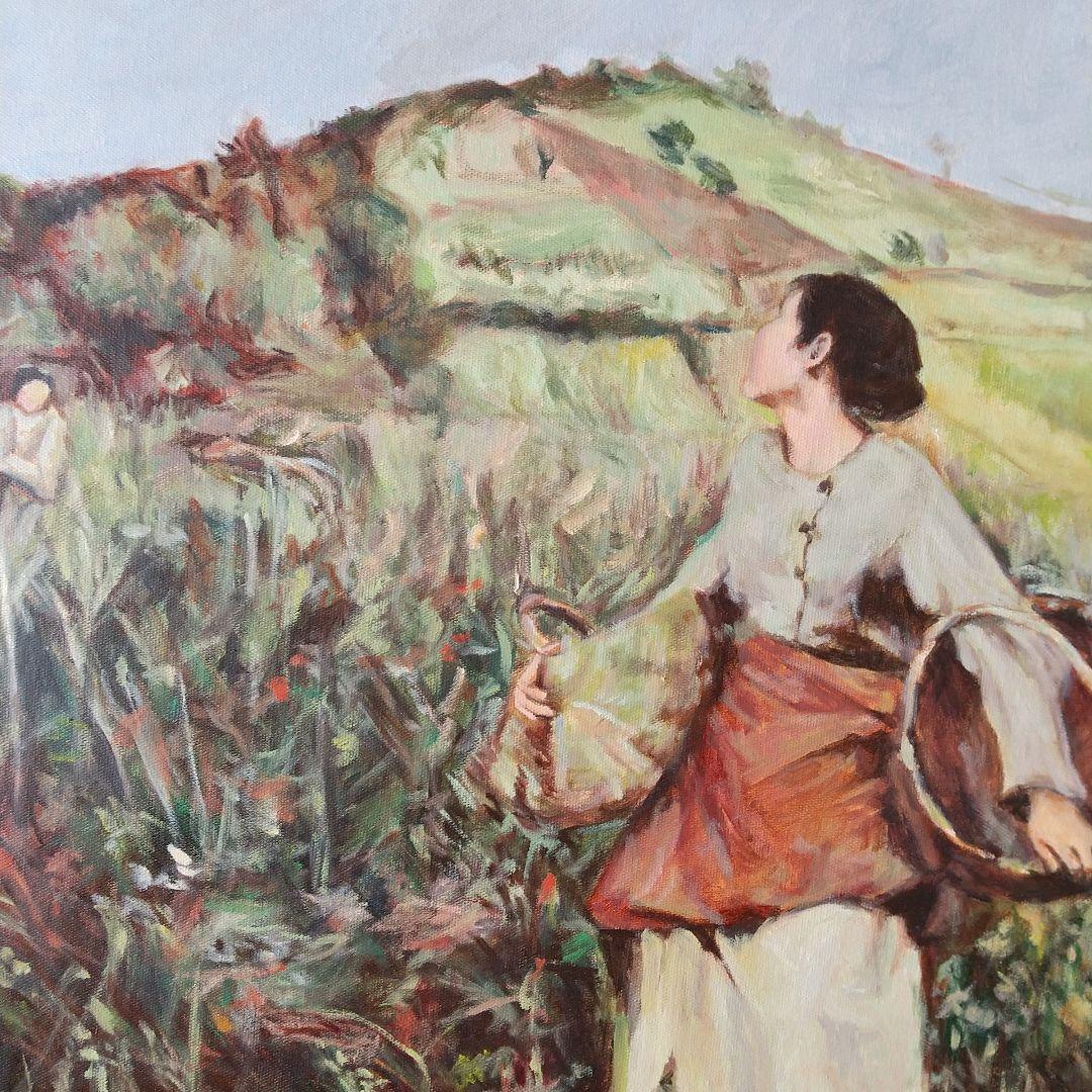 ルパージュ ブドウの収穫 油彩画 模写 30号