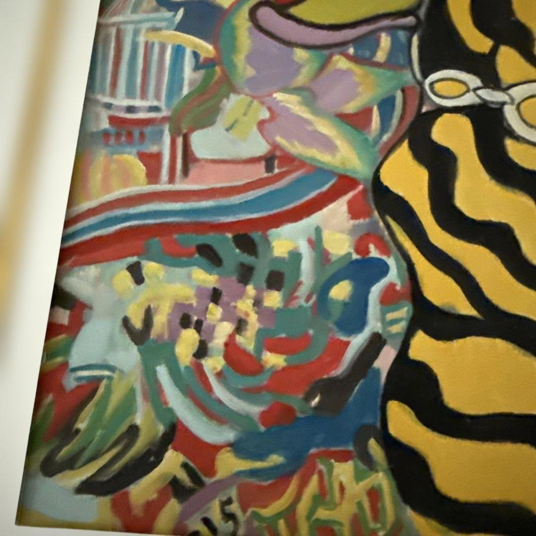 ジミー大西　虎　2003年3月　手描き　表裏サイン入り　額付き