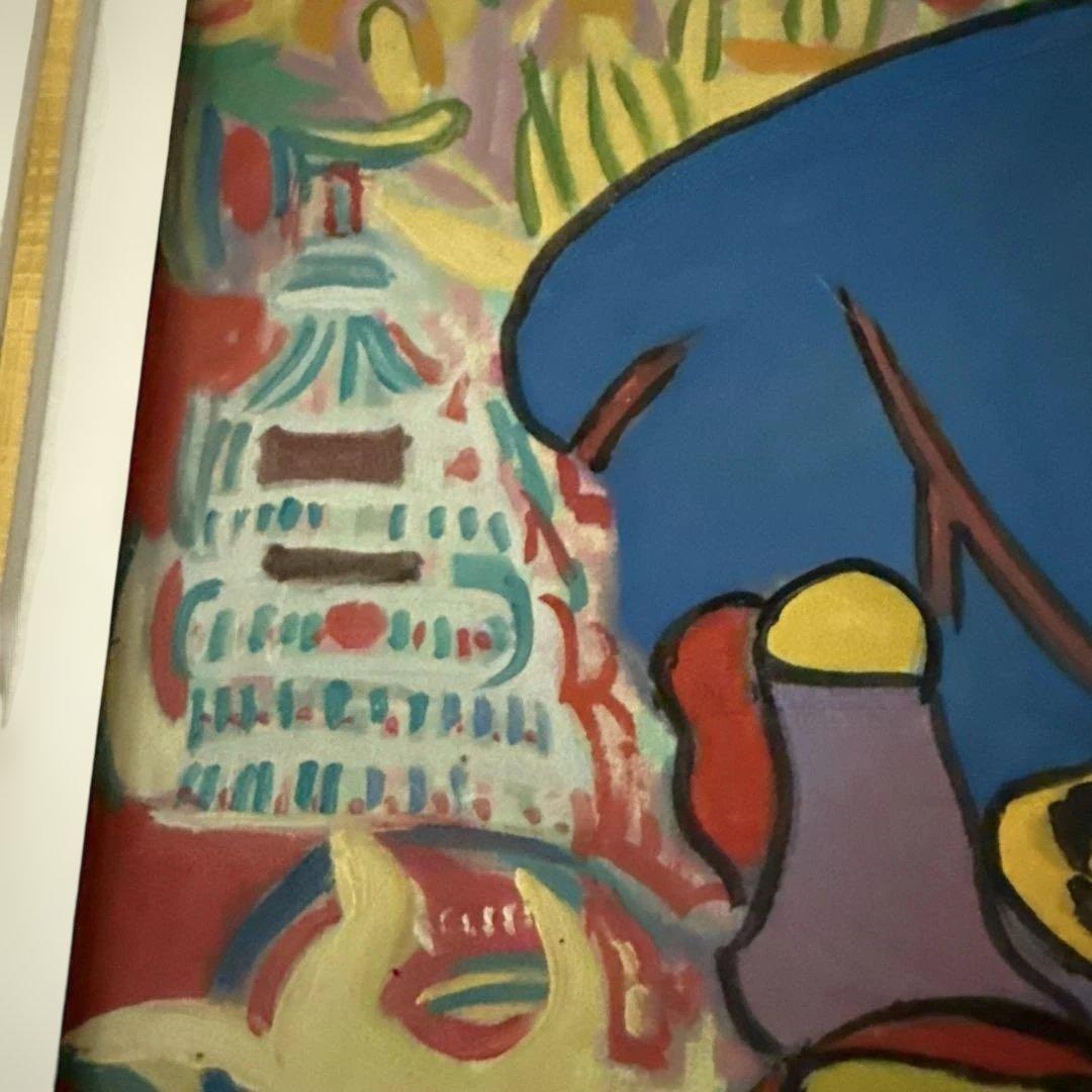 ジミー大西　虎　2003年3月　手描き　表裏サイン入り　額付き