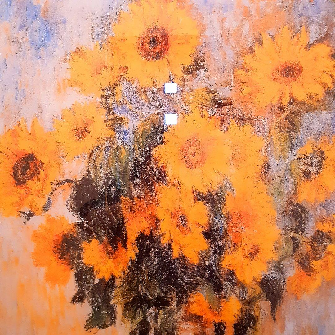 イタリア輸入　クロード モネ作品 　『ひまわり』　ゴールド額縁　前面ガラス張り