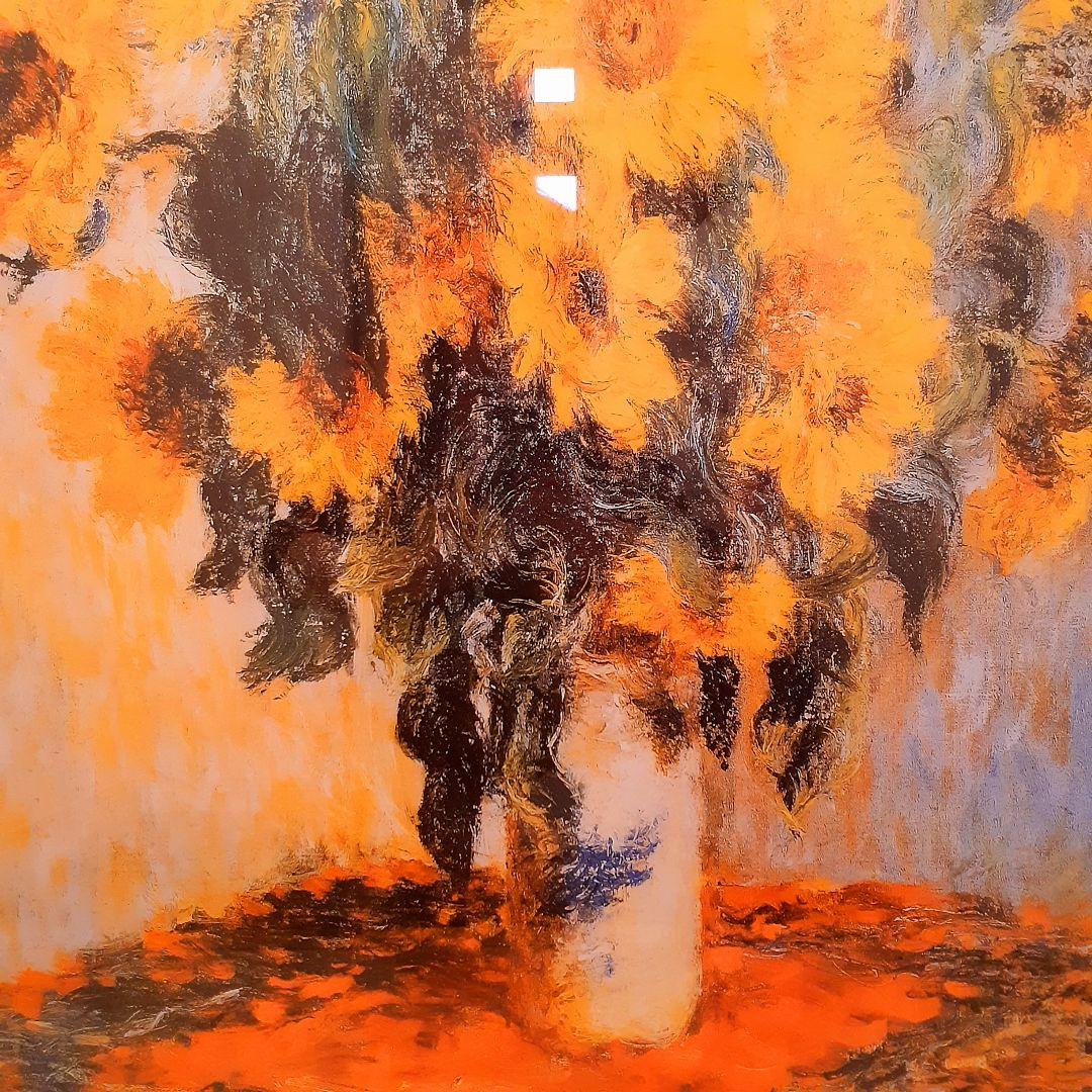 イタリア輸入　クロード モネ作品 　『ひまわり』　ゴールド額縁　前面ガラス張り