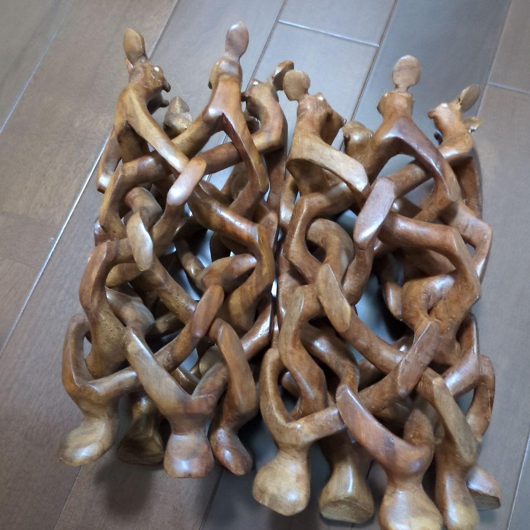 木製アートオブジェ 人形デザイン 約30cm