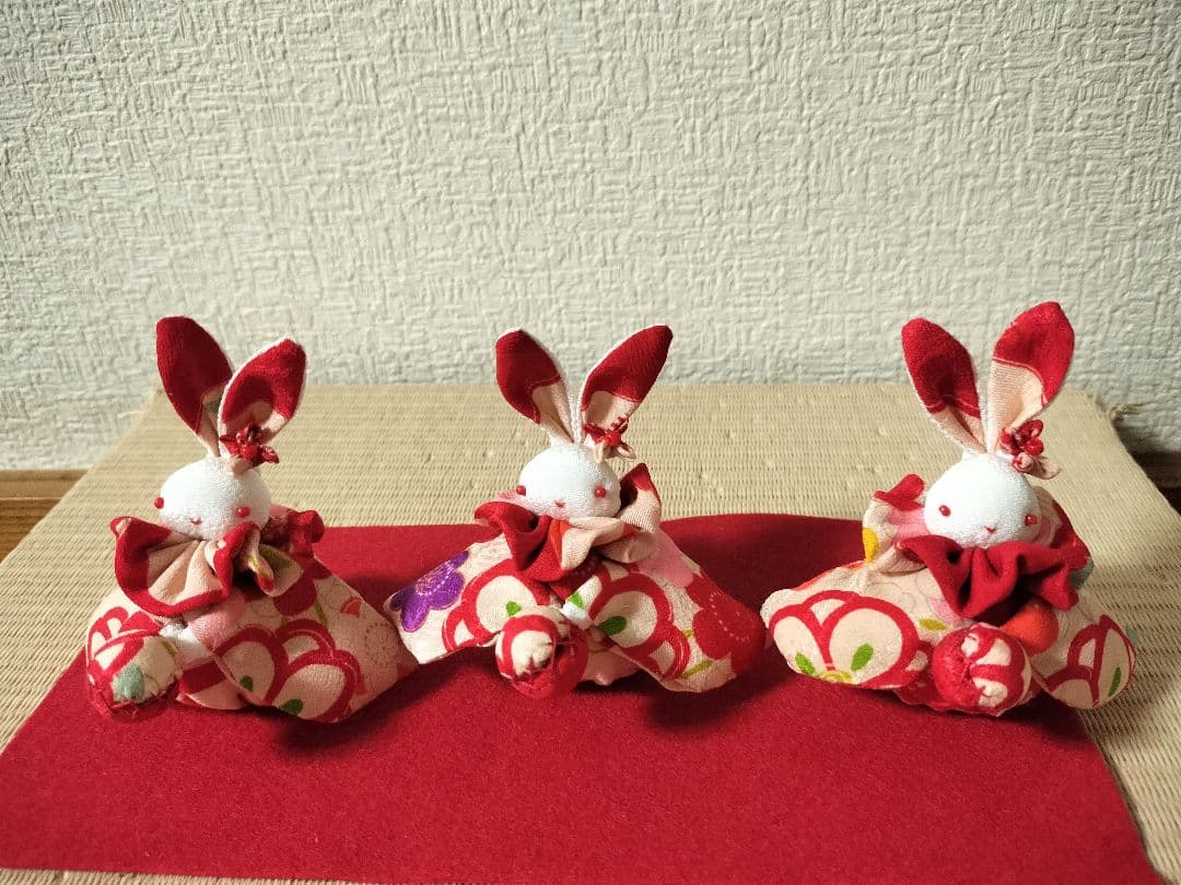 きんたろーページ！三人官女！？【うさちゃん3人組】古布と縮緬で！