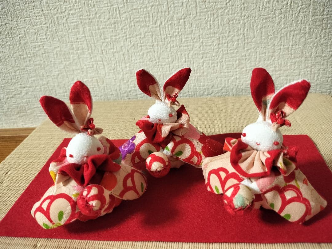 きんたろーページ！三人官女！？【うさちゃん3人組】古布と縮緬で！