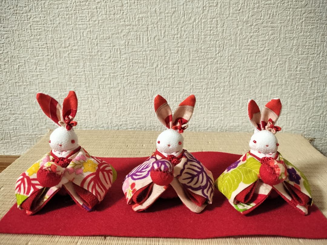 きんたろーページ！三人官女！？【うさちゃん3人組】古布と縮緬で！