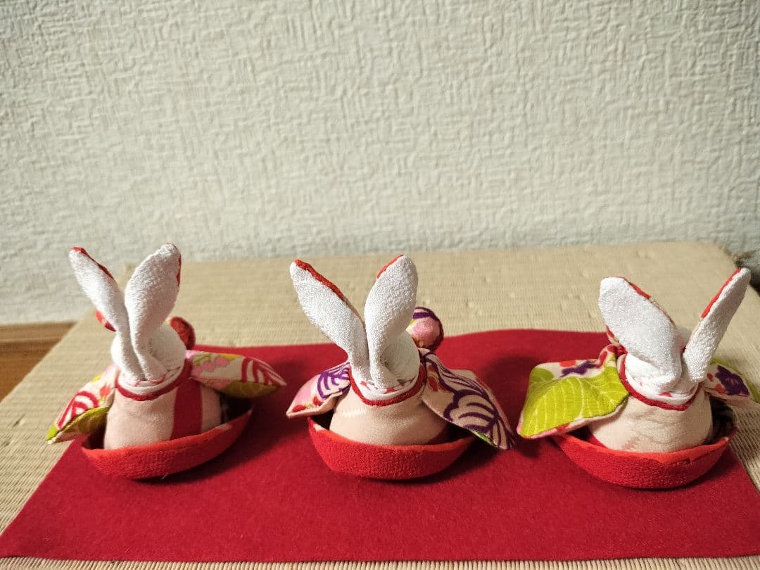 きんたろーページ！三人官女！？【うさちゃん3人組】古布と縮緬で！