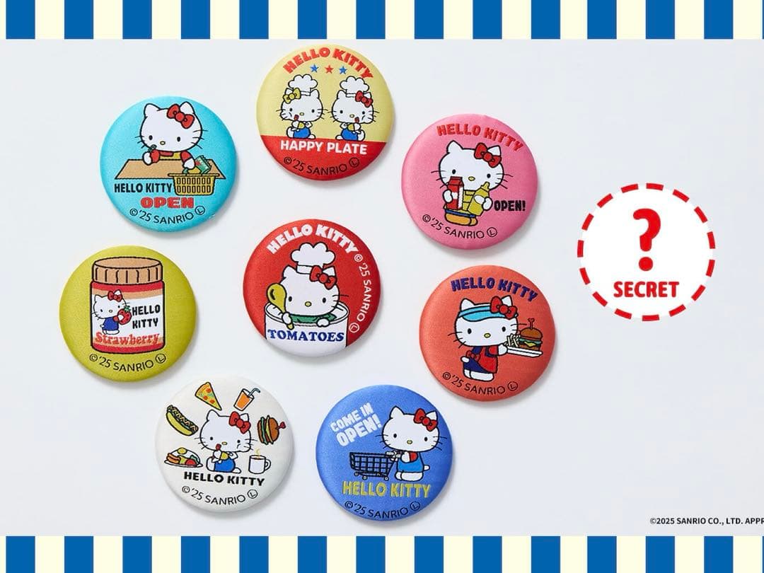 完売品！ハローキティ 刺繍マグネット 9個　コンプリートセット　缶バッチ風
