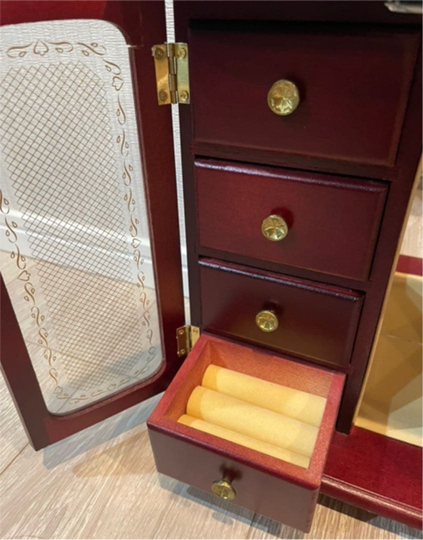 新品未使用日本製ジュエリーボックスアクセサリーケース鏡付きアンティーク回転式かけ