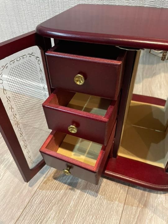 新品未使用日本製ジュエリーボックスアクセサリーケース鏡付きアンティーク回転式かけ