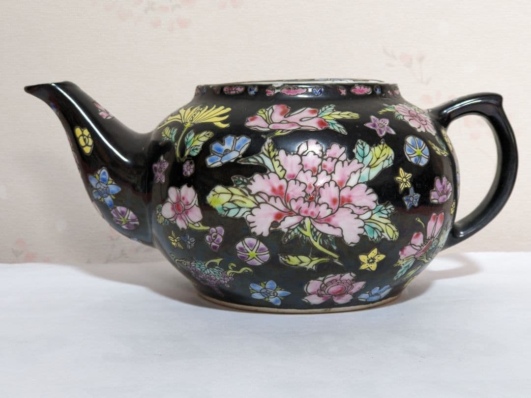 ♦中国古玩 花埋め図 景徳鎮窯 輸出用CHINA 茶道具 急須 古美術 骨董品