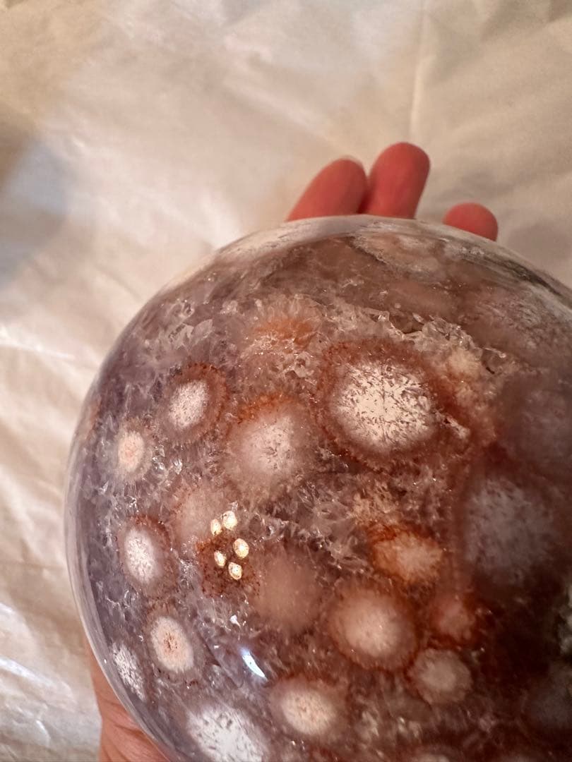 高品質　大きなサイズ　アメジスト　ピンクアメジスト　フラワーアゲート　スフィア