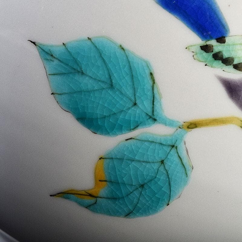 九谷焼　高聡文作　色絵鳥花文　花瓶　花入　里想　共布共箱　C　R9641H