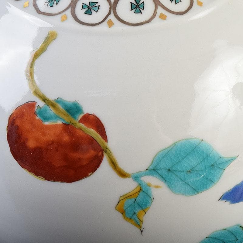 九谷焼　高聡文作　色絵鳥花文　花瓶　花入　里想　共布共箱　C　R9641H