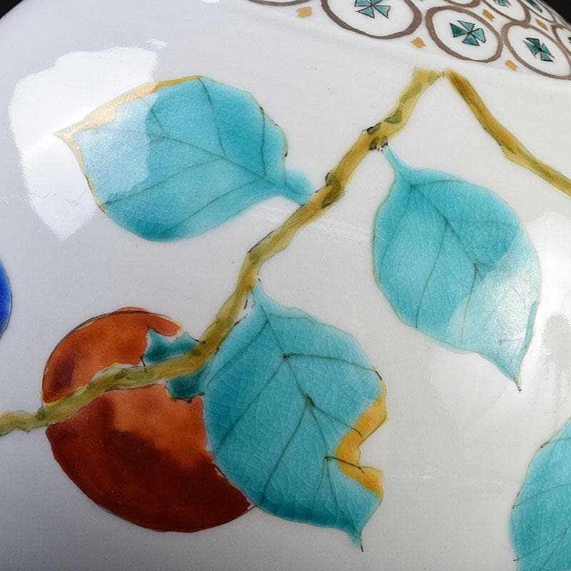 九谷焼　高聡文作　色絵鳥花文　花瓶　花入　里想　共布共箱　C　R9641H