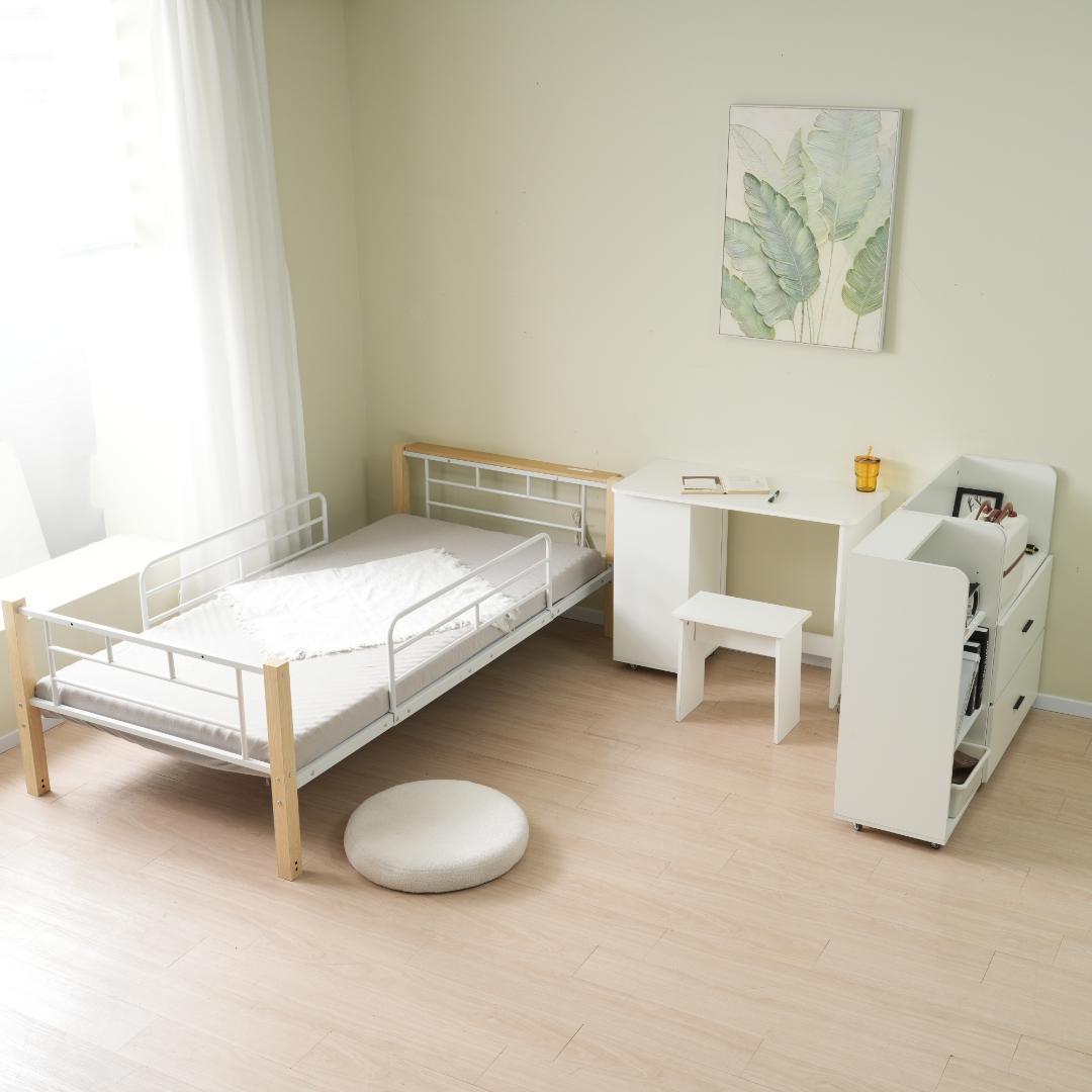 ロフトベッド　スチール製　一人暮らしに最適　ミドルタイプ　北欧風　BLACK