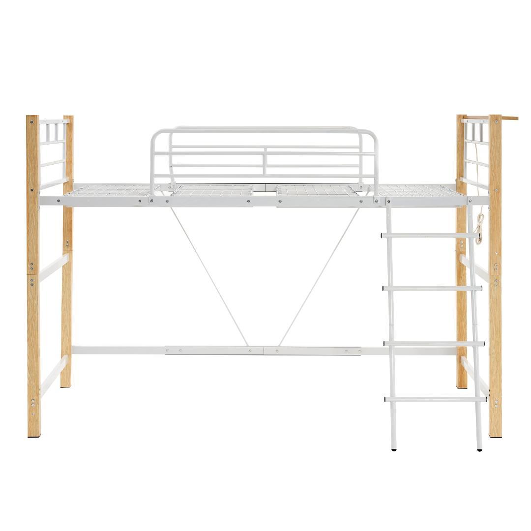 ロフトベッド　スチール製　一人暮らしに最適　ミドルタイプ　北欧風　BLACK