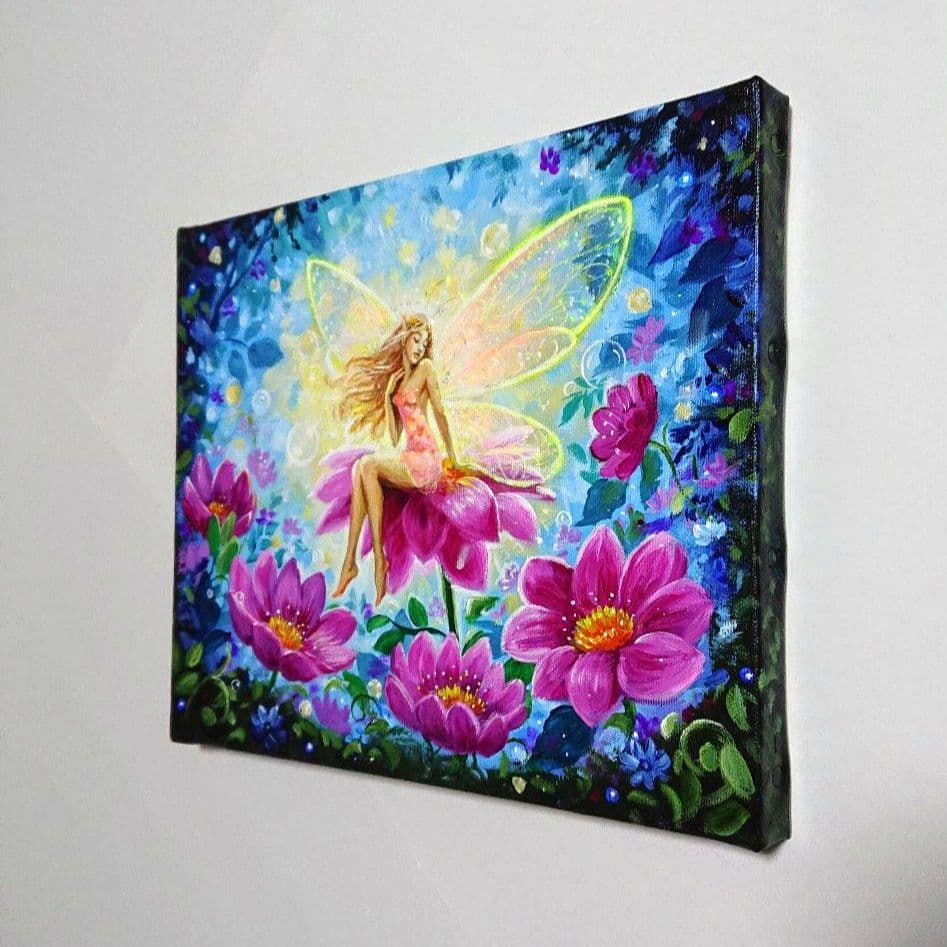 【妖精③】アクリル画 F3 風景画 絵画