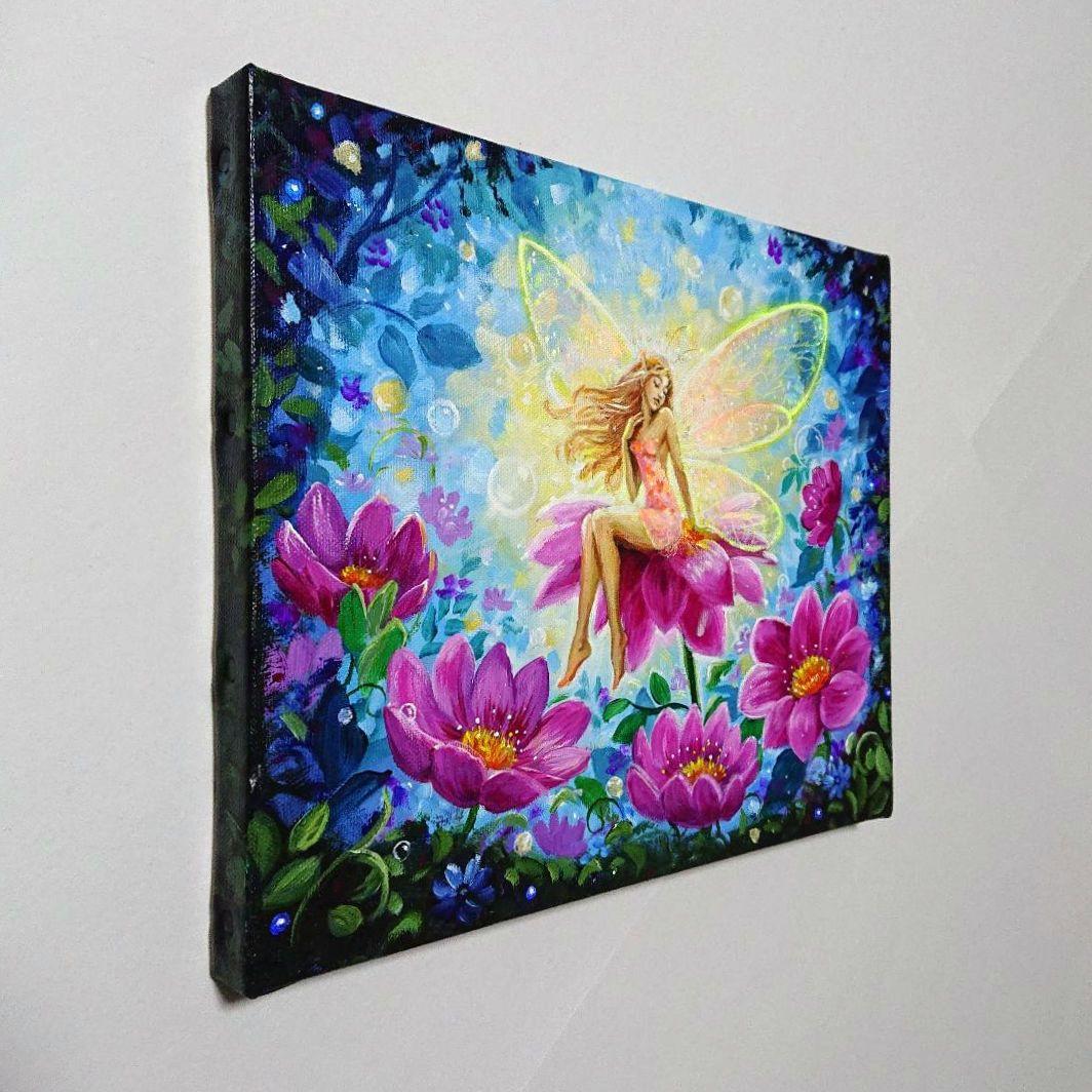 【妖精③】アクリル画 F3 風景画 絵画