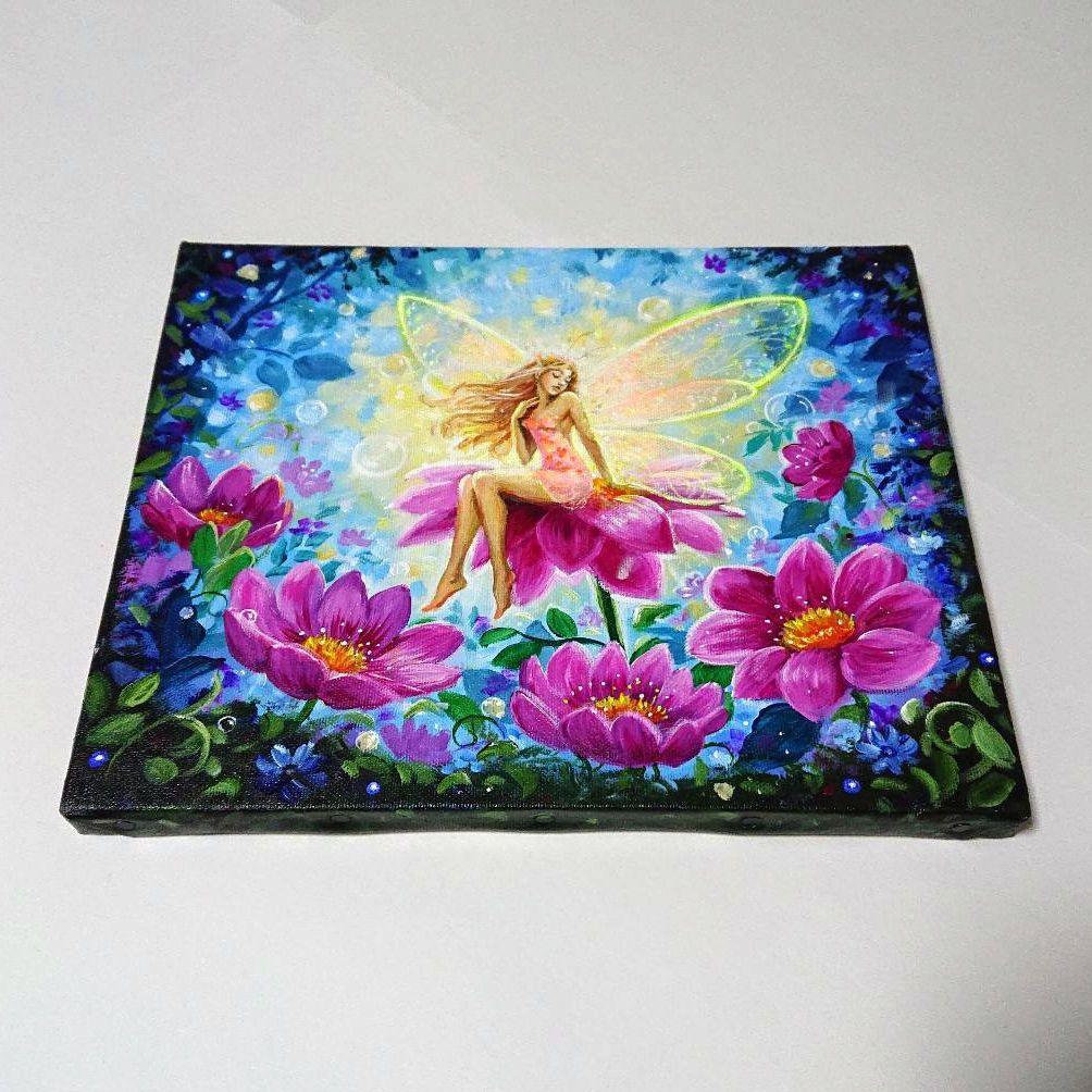 【妖精③】アクリル画 F3 風景画 絵画