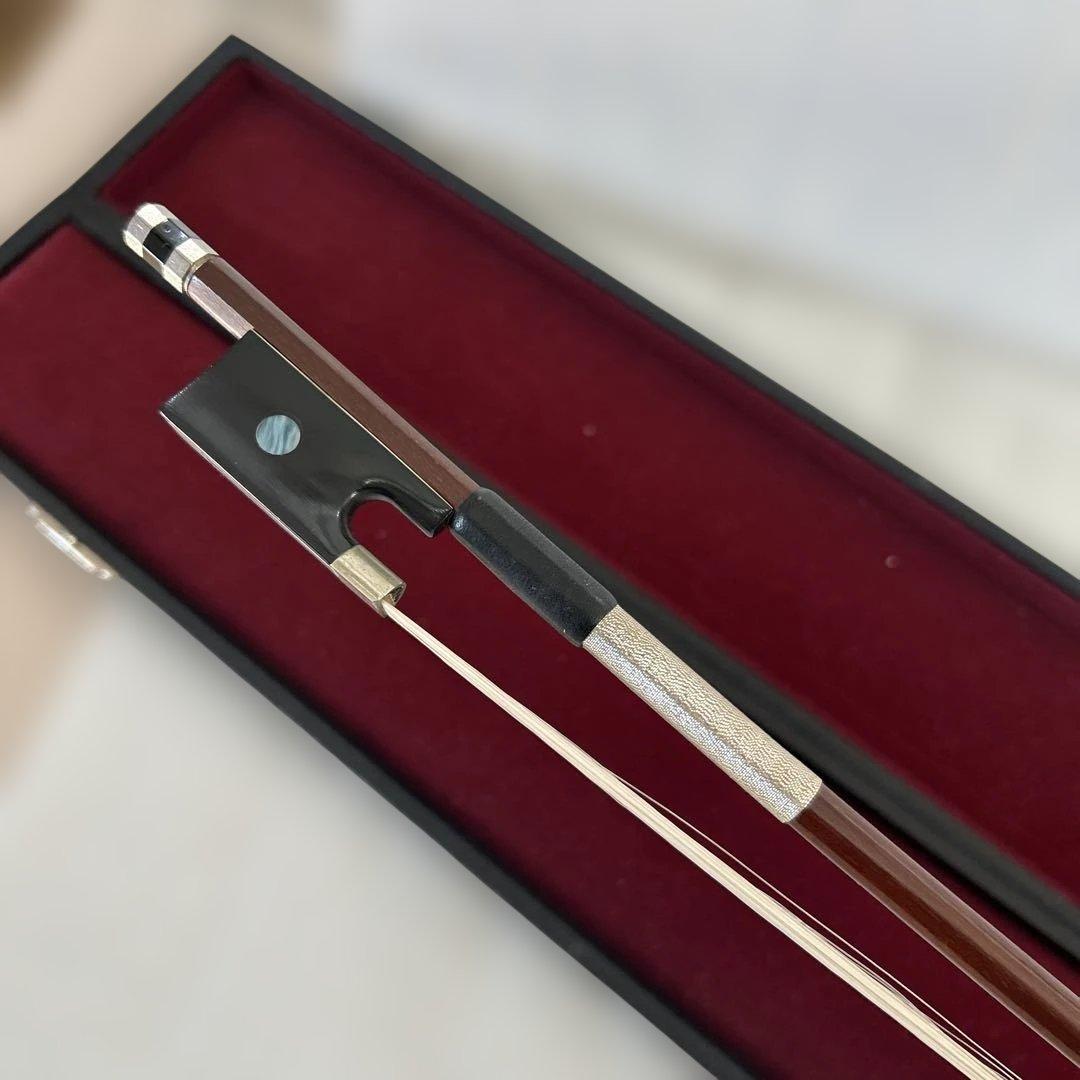 木製バイオリン弓 金属パーツ付き 収納ケースあり