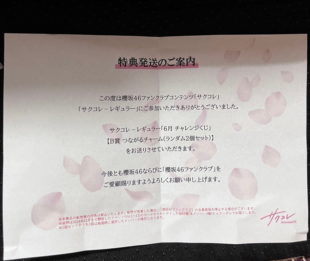 櫻坂46サクコレ特別賞、B賞 山崎天、森田ひかる サイン入りアクリルキーホルダー