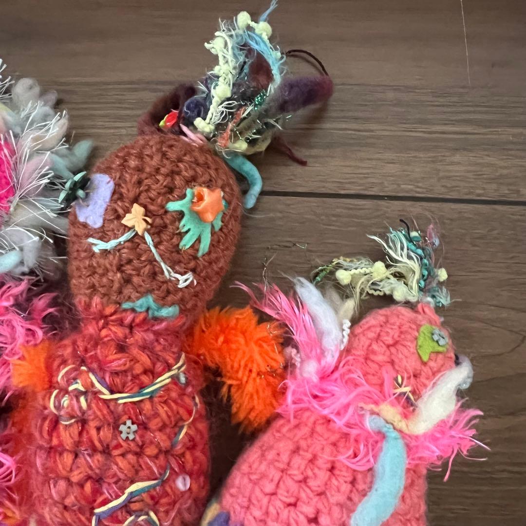 カラフルなあみぐるみ4体セット ファンキー ポップ ハンドメイド