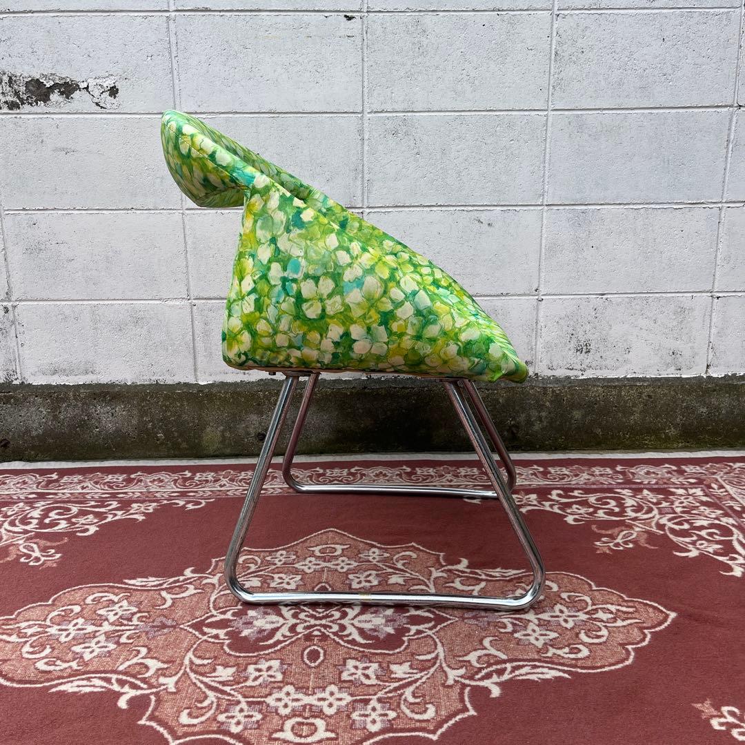 当時物レトロビンテージ品◾️花柄 総柄デザイン チェア 椅子 イス A
