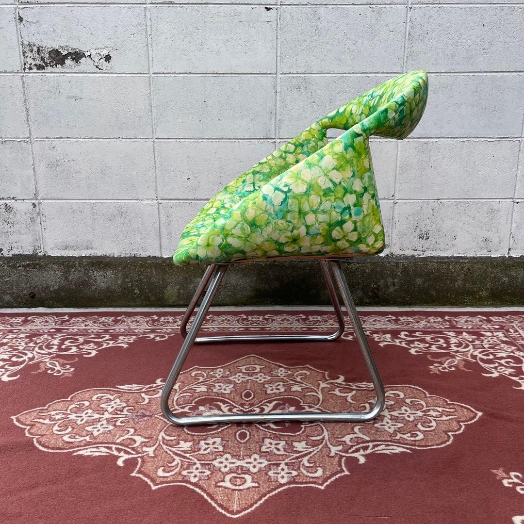 当時物レトロビンテージ品◾️花柄 総柄デザイン チェア 椅子 イス A