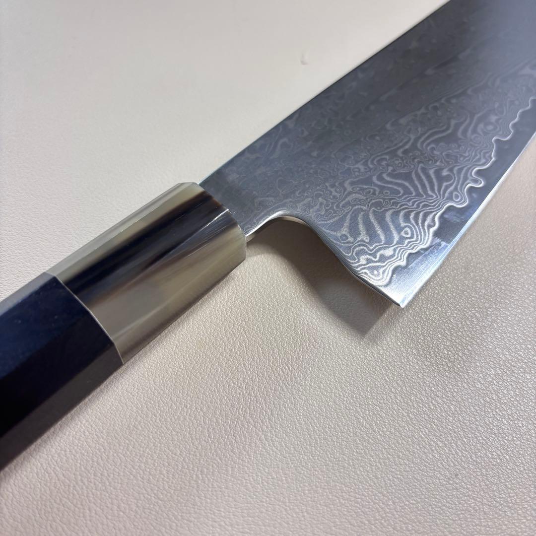 240mm 67層ダマスカスシェフナイフ 牛刀　黒檀本牛角八角柄 和包丁，