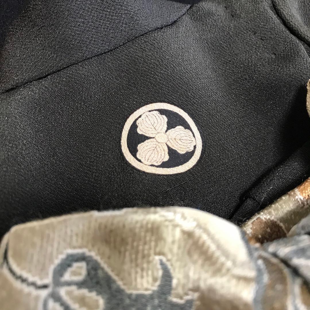 ＊ 市松人形 15号 アンティーク 黒留袖 着物 帯 ＊ 留袖 明治