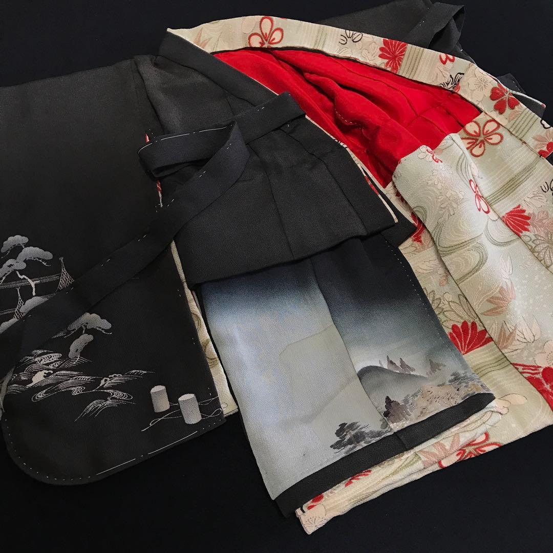 ＊ 市松人形 15号 アンティーク 黒留袖 着物 帯 ＊ 留袖 明治