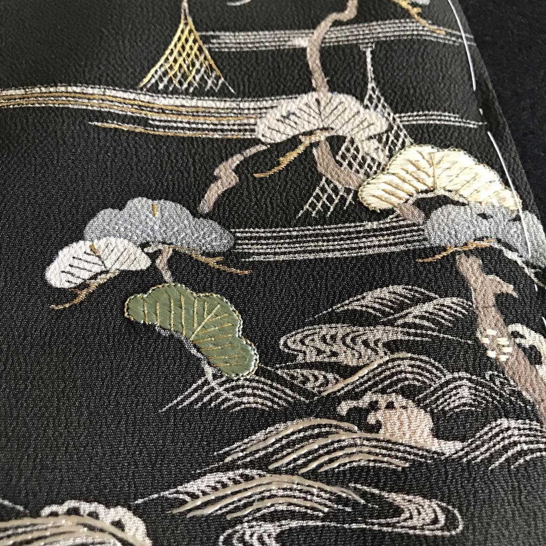 ＊ 市松人形 15号 アンティーク 黒留袖 着物 帯 ＊ 留袖 明治