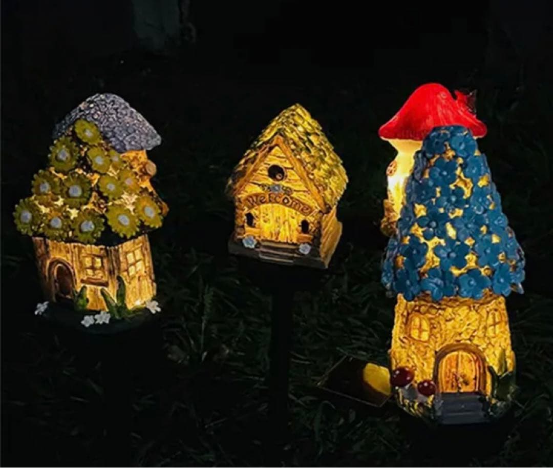 ガーデン　オーナメント　ソーラー　フェアリーハウス