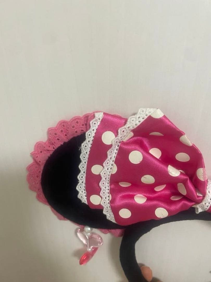 【即購入可・19時までの購入で当日発送】ミニーピンクレースイヤリングカチューシャ