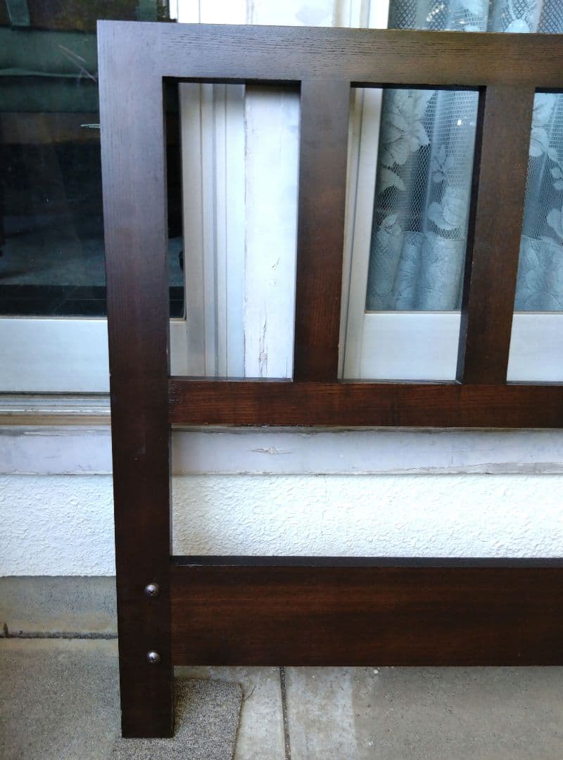 大塚家具　木製ダブルベッド　フレーム　ダークブラウン　高級品　艶有り　引き取り可