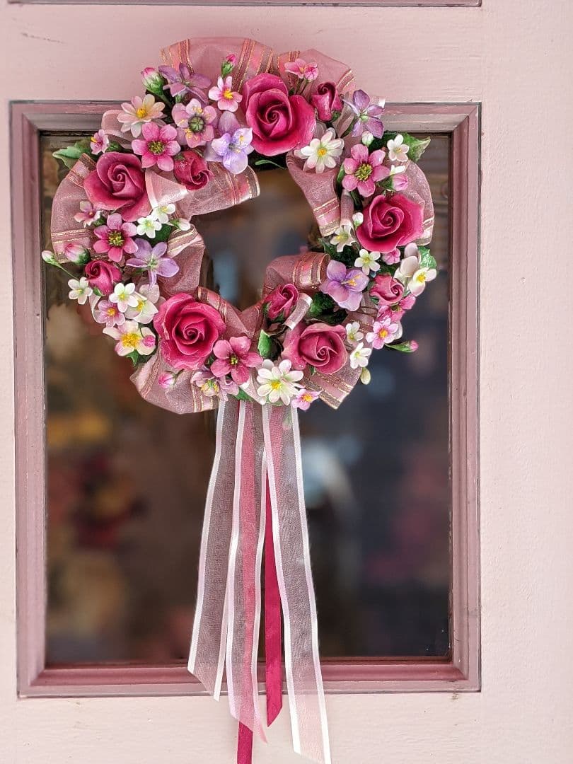 【ひろりん】クレイフラワー✿ロココ調薔薇のフラワーアレンジメント