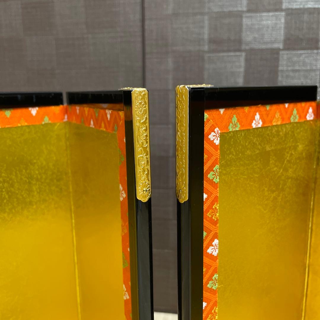 雛人形　桃の節句　屏風　金色