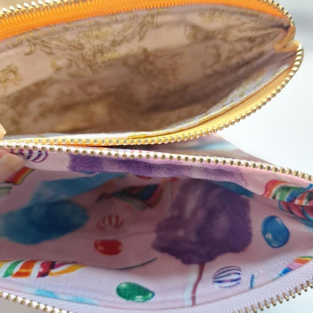 激レア女の子パネル生地　ハンドメイド　両面パネルフラットポーチ