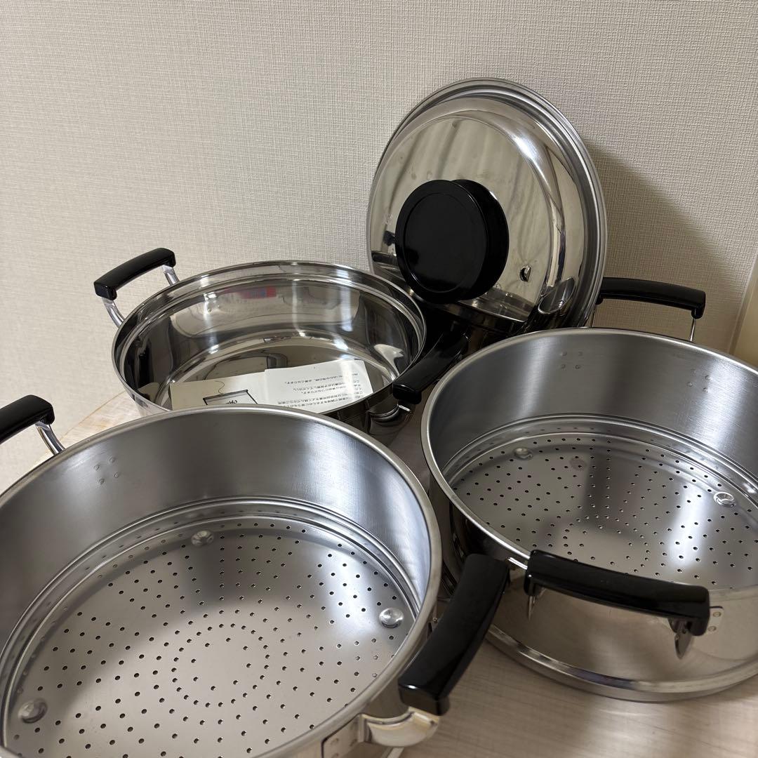 神子島製作所 蒸し器 07F3M27 ステンレス 鍋 調理器具 2段