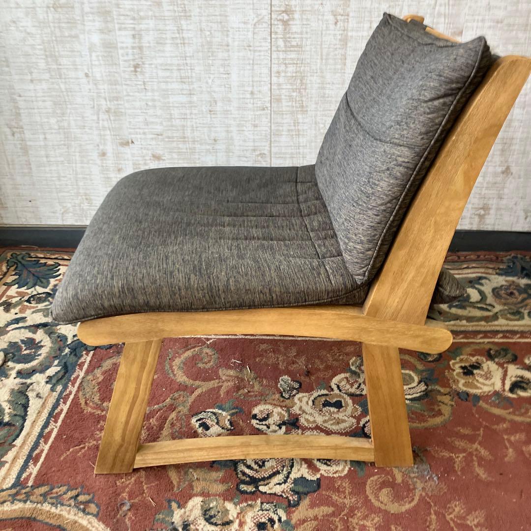 ⑤ 北欧レトロ ミキモク 雅 木製フレーム アームレスチェア 一人掛けソファー
